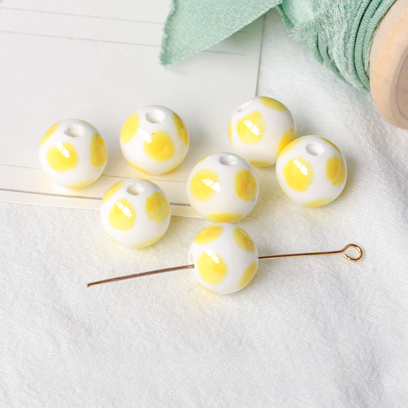 Wholesale 30pcs Color Big Wave Ceramic Round Beads